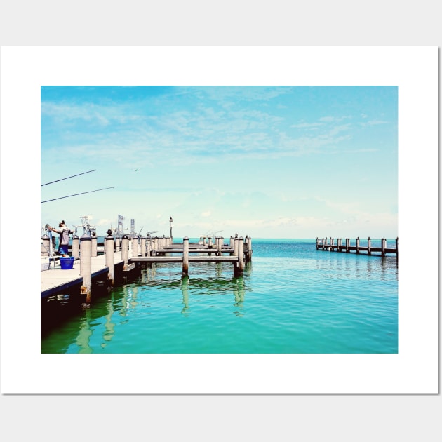 Charter Fishing Boats At The Dock Wall Art by Rosemarie Guieb Designs